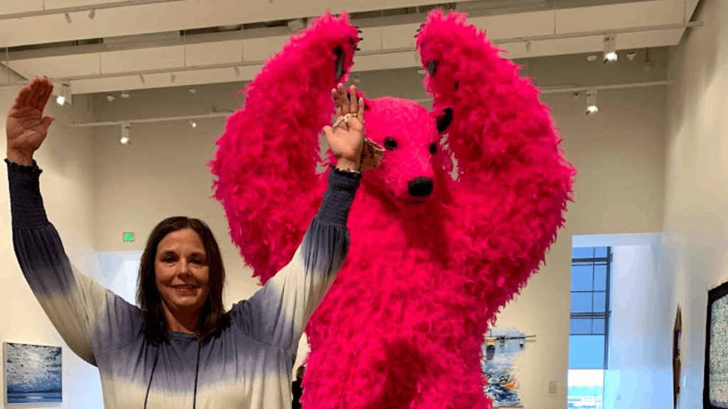 Cathy with dancing bear